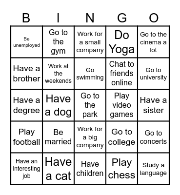 Common Phrases Bingo Card