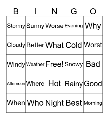 What We Learned Bingo Card