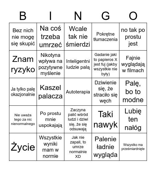 Palacze Bingo Card