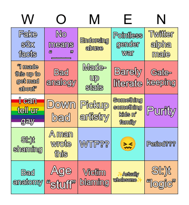 R/NotHowGirlsWork Bingo Card