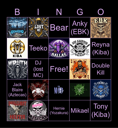 Vee's Turf Hitlist Bingo Card