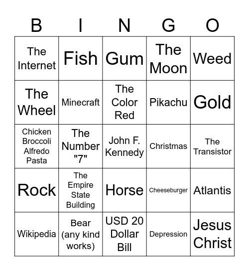 Infinite Craft Bingo Card