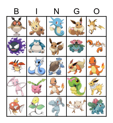 Pokemon Bingo Card