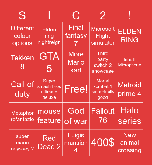 April 2nd direct BINGO Card