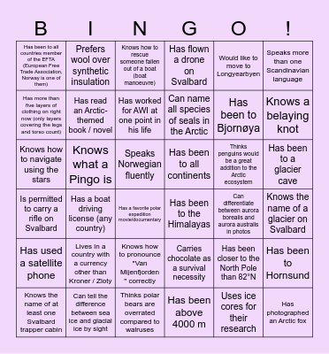 SIOS Polar Meet Night Bingo Card
