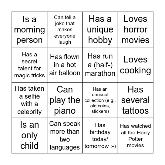Find the guest Bingo - Sami´s Birthday edition Bingo Card