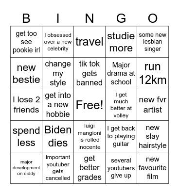 my 2025 Bingo Card
