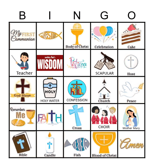 First Communion Bingo Card