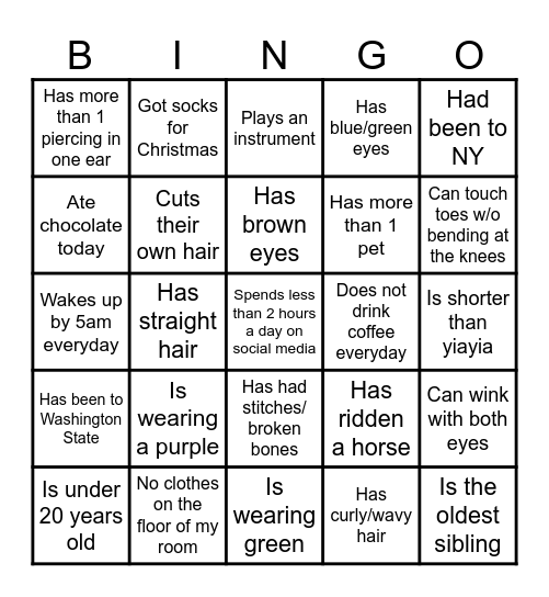 Yiayia’s 80th Birthday Party Bingo Card