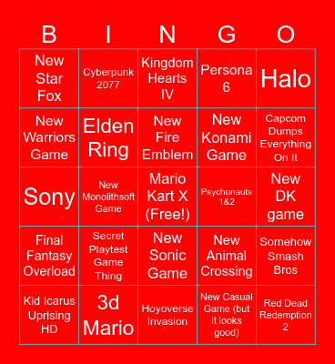 The Switch 2 Direct Bingo Card