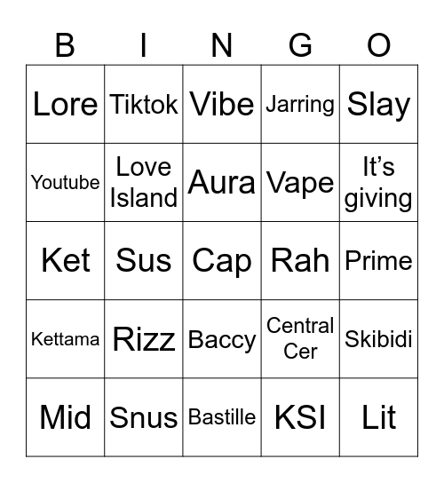 Skibidi Toilet Bingo Card
