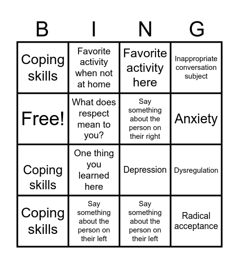 SKILLS BINGO! Bingo Card
