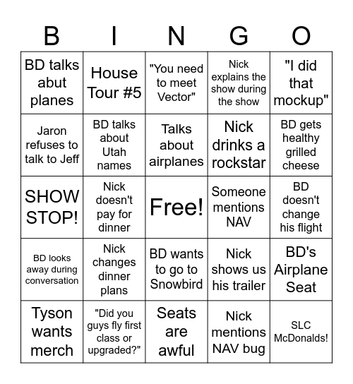 UTAH 2025 Bingo Card