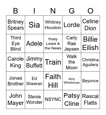 The Hive Collaborative presents POPULAR MUSIC 16 BAR Bingo Card