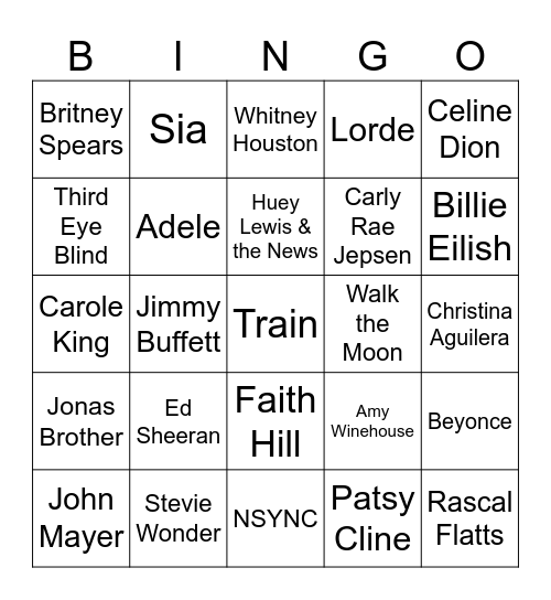 The Hive Collaborative presents POPULAR MUSIC 16 BAR Bingo Card