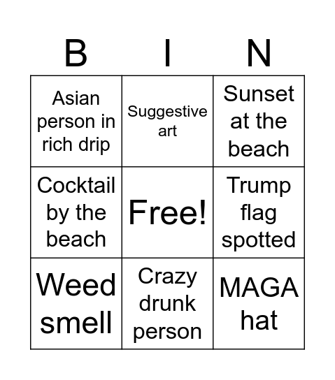 Miami Bingo Card