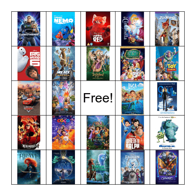 Disney Movie Bingo Card
