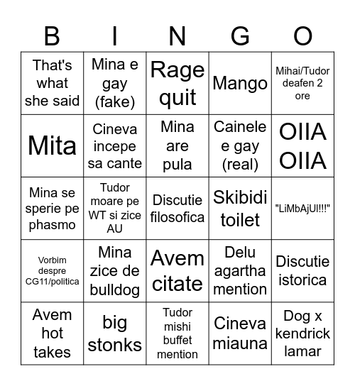 retardism pe vc Bingo Card