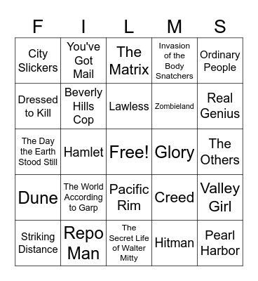 Movies_01182025 Bingo Card