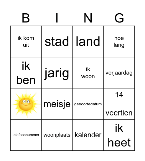 Dit ben ik Bingo Card
