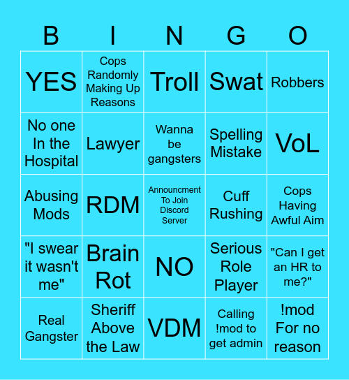 Emergency Response Bingo Card