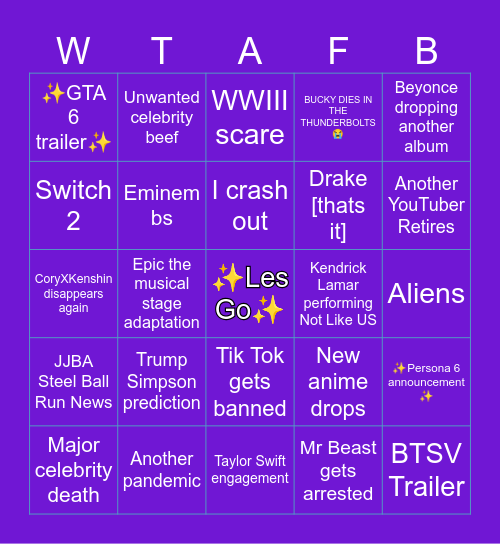 ✨️2025✨️ Bingo Card