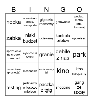 Spotkania Bingo Card