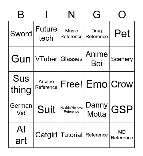 Luka Pinterest/YT 4U Bingo Card