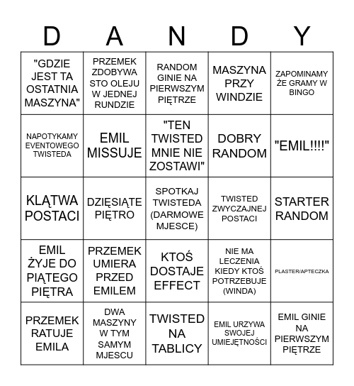 DANDY WORLD BINGO Card