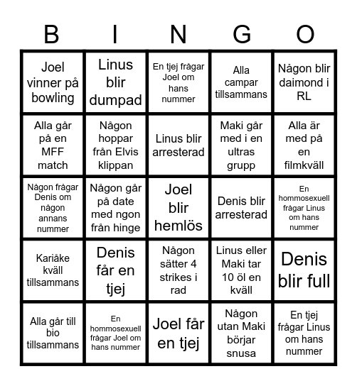 2025 års bingo Card