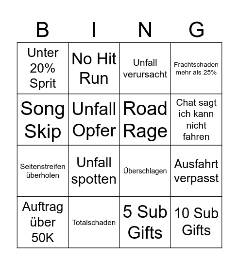 ETS Bingo Card