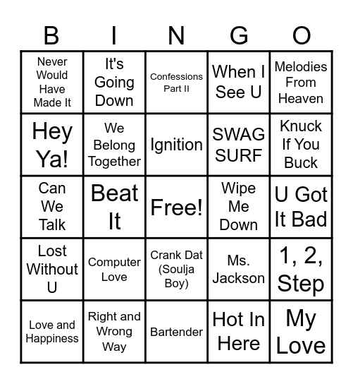 MUSICAL BINGO Card