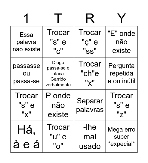 Garrido Bingo Card