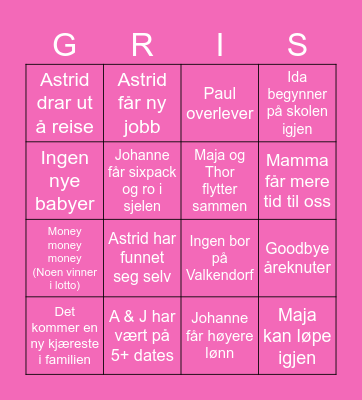 Ginger Nuts 2025 Bingo Card