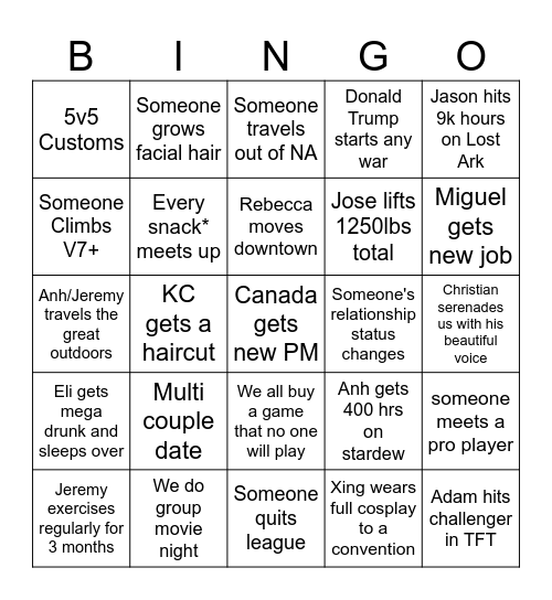 2025 Bingo Card