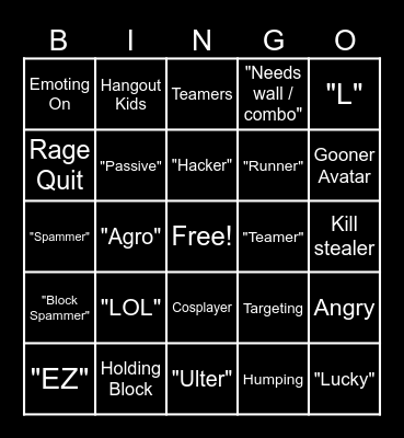 Ultimate TSB Bingo Card