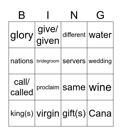 2nd Sunday in OT year C Bingo Card