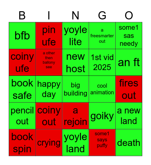 bfdia 17 Bingo Card