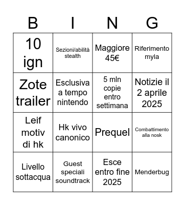 Untitled Bingo Card