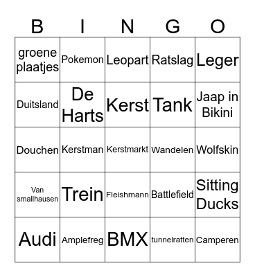 Minidorp Bingo Card
