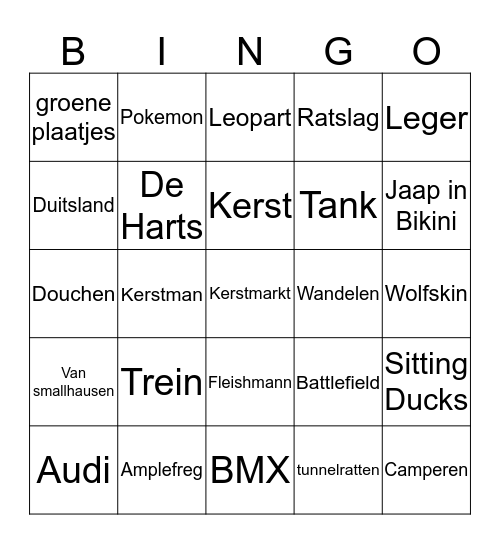 Minidorp Bingo Card