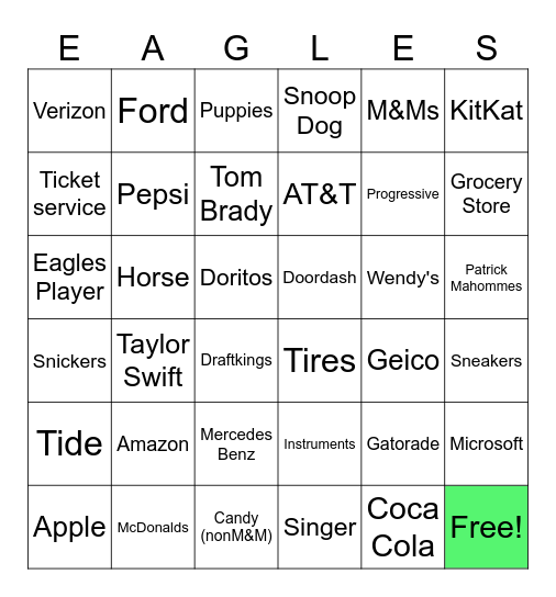 Comercial Bingo Card