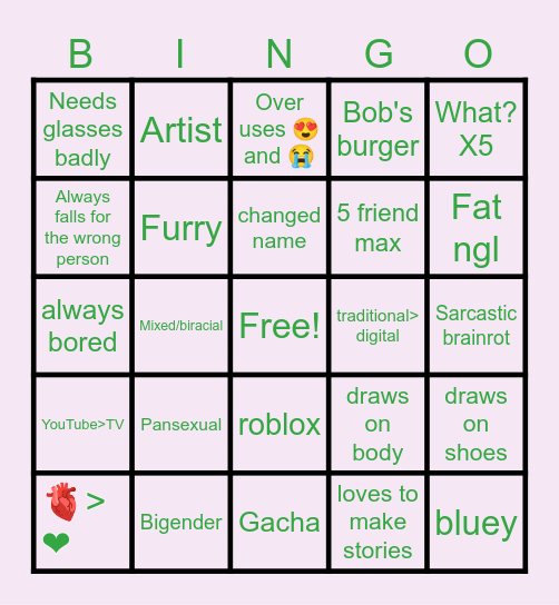 Alike me??? Bingo Card