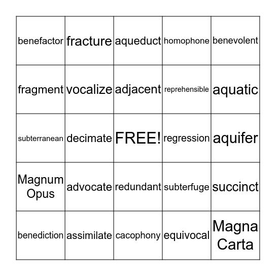 September Bingo Review Bingo Card