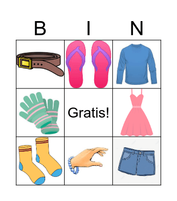 La ropa Bingo Card