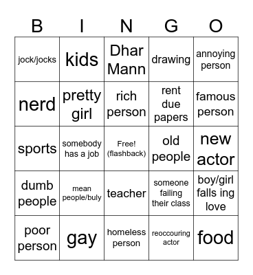 Dhar Mann Bingo Card