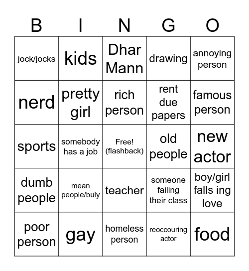 Dhar Mann Bingo Card