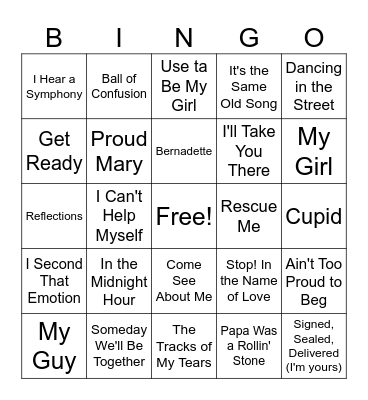Motown Bingo Card