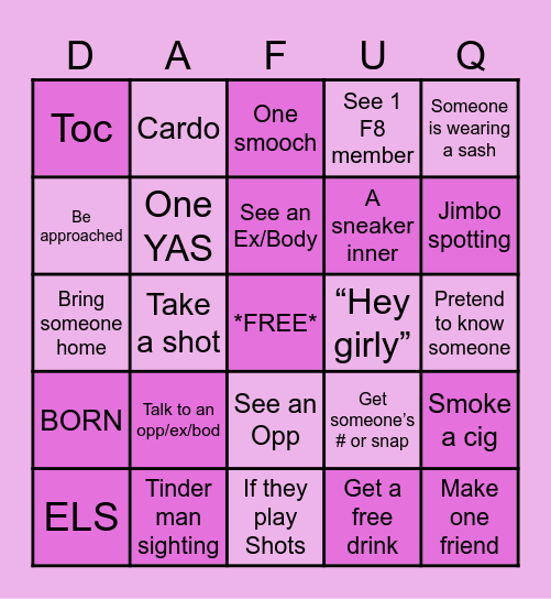 BORNING Bingo Card