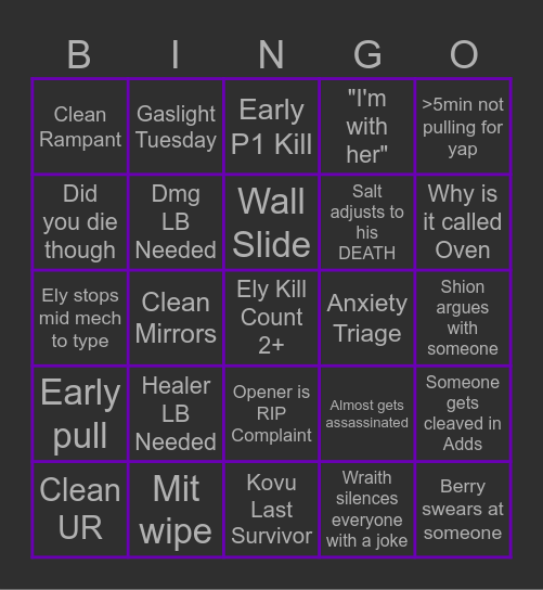 Side Static Bingo Card